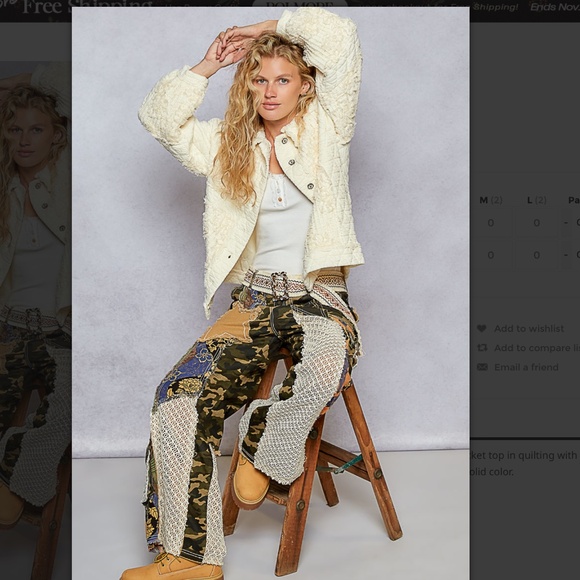 POL “ Nevaeh  “ POL Quilted Jacket with Cut and Sew Patch Detail 81 - Picture 7 of 7